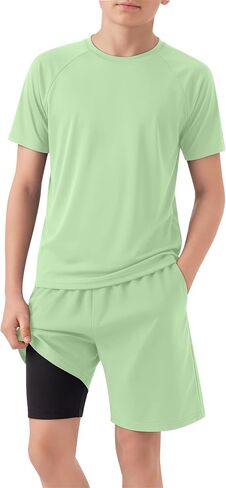 Boys Rash Guard Swim Set with Swim Trunks 2 Piece UPF 50+ Short Sleeve Bathing Suit Kids Quick Dry Swimwear 5-14 Y in Kuwait