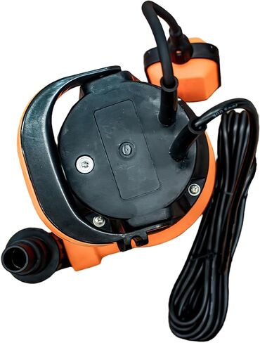 Submersible Water Pump, 0.5HP, 83m³/h Flow, 7m Lift, Black+Orange, Iron+Plastic, for Basement Flood Drainage in Kuwait