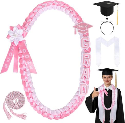 4Pcs Graduation Gifts Set Includes Graduation Lei, Stole,Honor Cord and Cap Headband, Necklace Class of 2026 in Saudi Arabia
