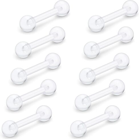 14G 16G واضح Bioflex مرنة الاكريليك الحلمة حلقات اللسان ثقب المجوهرات التوكيل للرياضة العمل الحمل التصوير بالرنين المغناطيسي جراحة البلاستيك مستقيم الحديد ثقب المجوهرات للنساء الرجال 6MM - 19MM in Kuwait