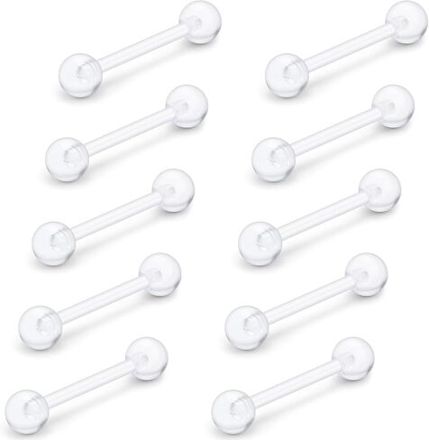 14G 16G واضح Bioflex مرنة الاكريليك الحلمة حلقات اللسان ثقب المجوهرات التوكيل للرياضة العمل الحمل التصوير بالرنين المغناطيسي جراحة البلاستيك مستقيم الحديد ثقب المجوهرات للنساء الرجال 6MM - 19MM in Kuwait