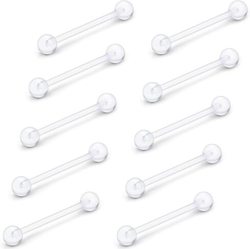 14G 16G واضح Bioflex مرنة الاكريليك الحلمة حلقات اللسان ثقب المجوهرات التوكيل للرياضة العمل الحمل التصوير بالرنين المغناطيسي جراحة البلاستيك مستقيم الحديد ثقب المجوهرات للنساء الرجال 6MM - 19MM in Kuwait