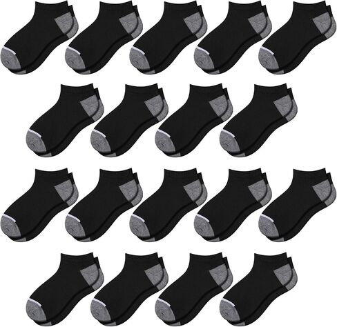 18 Pairs Boys Ankle Socks, Kids Athletic Socks 4-6 6-8 8-10 Years Old, Thin Black White Grey Running Girls Socks in Saudi Arabia