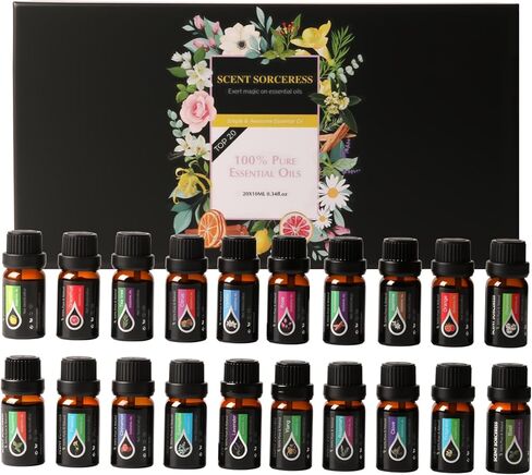 Essential Oils Set, 20 x 10ML Essential Oil Gift for Massage & Diffuser | Humidifiers, Sleep, Refreshing, Cars & Home Products, Eucalyptus, Lavender, Peppermint, Tea Tree More Aromatherapy Oil in Saudi Arabia