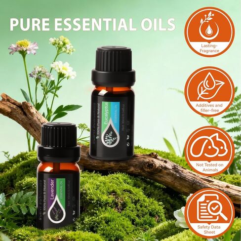 Essential Oils Set, 20 x 10ML Essential Oil Gift for Massage & Diffuser | Humidifiers, Sleep, Refreshing, Cars & Home Products, Eucalyptus, Lavender, Peppermint, Tea Tree More Aromatherapy Oil in Saudi Arabia
