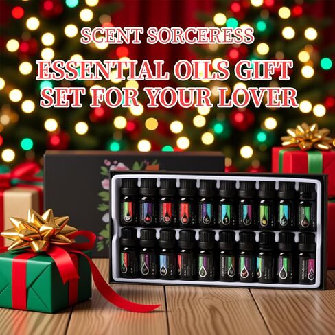 Essential Oils Set, 20 x 10ML Essential Oil Gift for Massage & Diffuser | Humidifiers, Sleep, Refreshing, Cars & Home Products, Eucalyptus, Lavender, Peppermint, Tea Tree More Aromatherapy Oil in Saudi Arabia