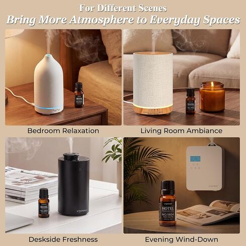 URPOWER Hotel Collection Diffuser Oil - 6 Premium Scents for Diffusers 10ml/0.34 fl oz Essential Oils Set for Diffusers for Home - Inspired by Baccarat Westin My Way Pure White Tea and Other Hotel in Saudi Arabia