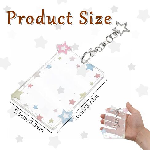 Acrylic Photocard Holder 3" Photo Card Holder Keychain Transparent Y2K Charm Holders Cute Clear Case Collectible Photocards Storage Accessories with Star Pendant for Idol Card Photos Album in Kuwait