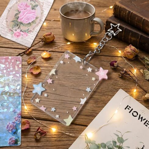 Acrylic Photocard Holder 3" Photo Card Holder Keychain Transparent Y2K Charm Holders Cute Clear Case Collectible Photocards Storage Accessories with Star Pendant for Idol Card Photos Album in Kuwait