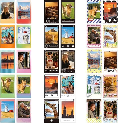 30 Pack 3 Inch Photo Border Stickers, Compatible for Fujifilm Instax Mini EVO/LiPlay/SE/12/11/9/8/7S/40/41/70/50S/90 & Polaroid – 2x3 Instant Film Frames, Self-Adhesive Mini Film Clear Stickers in Saudi Arabia