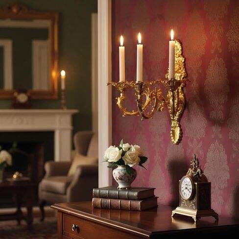 ZOOYOO Gold Wall Candle Holder,Victorian 3-Arm Metal Candelabra Sconce,Antique Iron Wall Mounted Candlestick for Living Room,Dining Room,Bedroom,Fireplace,Hallway in Kuwait