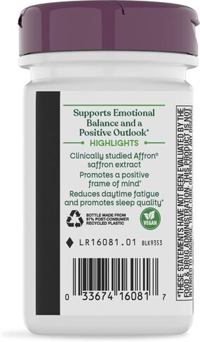 Nature's Way Saffron Capsules, Clinically Studied Affron Saffron Extract, Supports Emotional Balance and a Positive Outlook*, Reduces Fatigue and Promotes Sleep Quality*, Vegan, 60 Count in Kuwait
