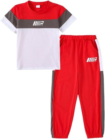 Boys' Casual Outfits College Style Graphic Letter Print T-Shirt & Long Pants Spring/Summer Clothes Set in Saudi Arabia