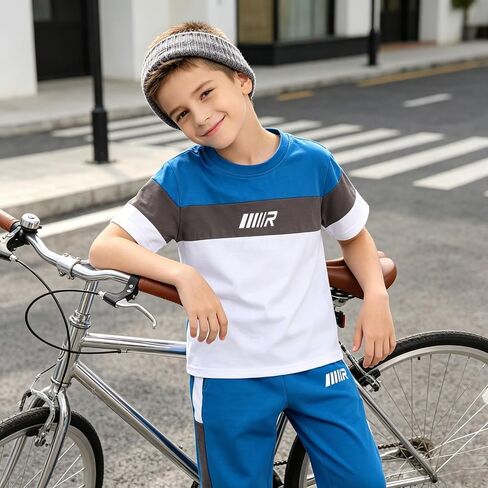 Boys' Casual Outfits College Style Graphic Letter Print T-Shirt & Long Pants Spring/Summer Clothes Set in Saudi Arabia
