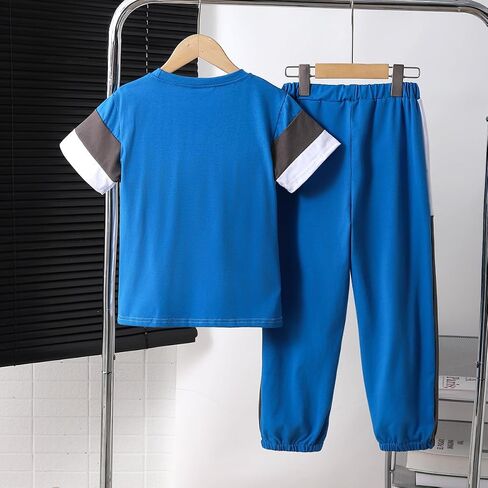 Boys' Casual Outfits College Style Graphic Letter Print T-Shirt & Long Pants Spring/Summer Clothes Set in Saudi Arabia