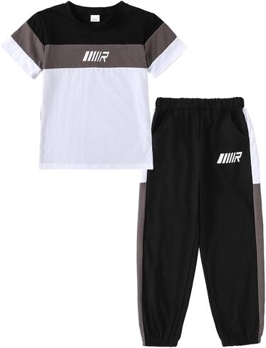 Boys' Casual Outfits College Style Graphic Letter Print T-Shirt & Long Pants Spring/Summer Clothes Set in Saudi Arabia