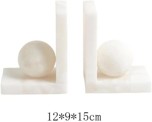 Bookend Support Marble Book Ends for Shelves, Decorative Bookends for Heavy Books, Unique Mid Century White Bookends in Kuwait