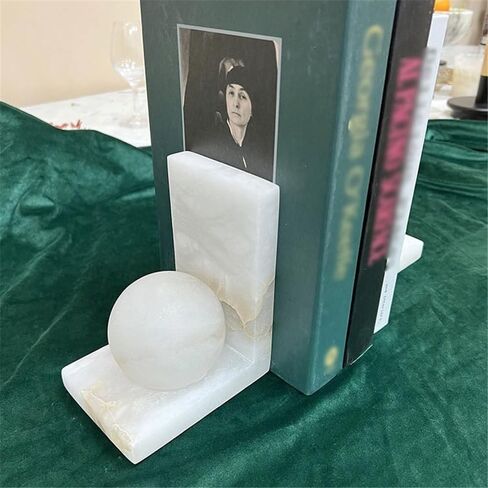 Bookend Support Marble Book Ends for Shelves, Decorative Bookends for Heavy Books, Unique Mid Century White Bookends in Kuwait