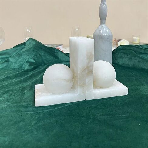 Bookend Support Marble Book Ends for Shelves, Decorative Bookends for Heavy Books, Unique Mid Century White Bookends in Kuwait