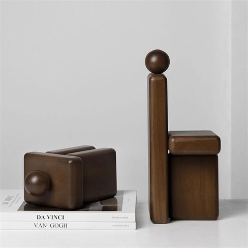 Bookend Support Geometric Decorative Bookends, Modern Wooden for Office Desk, Book Shelf, Room Decor, Home, Stand or Organizer Bookends in Kuwait