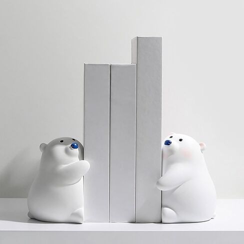Simhoa Pair of Ends, Creative Book Stoppers for Living Room and Children's Desk, White in Kuwait