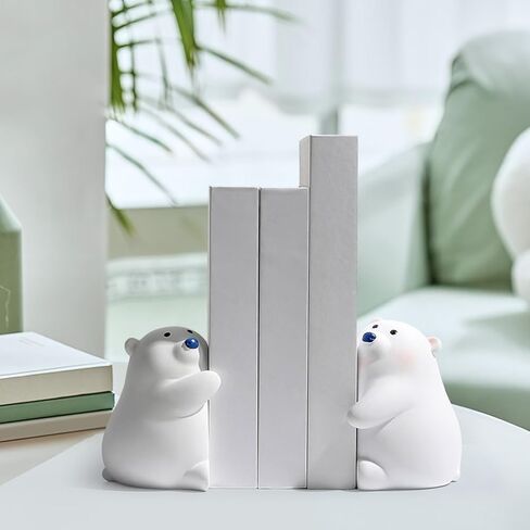 Simhoa Pair of Ends, Creative Book Stoppers for Living Room and Children's Desk, White in Kuwait
