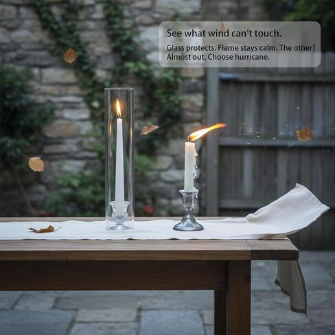 Glass Hurricane Candle Holders – 10 Clear Cylinder Covers & 10 Pillar Candle Bases, 2.6" D x 11.8" H Windproof Candle Holders for Wedding Centerpieces in Saudi Arabia