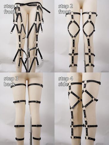 Women’s Adjustable Faux Leather Leg Harness, Gothic Punk Thigh Garter Belt with Alloy Rings, Multi-Strap Leg Accessory for Festival, Rave, Cosplay & Clubwear (Fit Thigh 12.6-22.8in) in Saudi Arabia