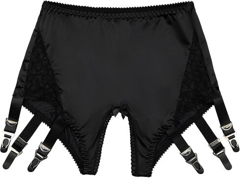 6-Strap Pull-On Satin Garter Panty with Metal Clips, Open-Crotch Design for Thigh-High Stockings in Saudi Arabia