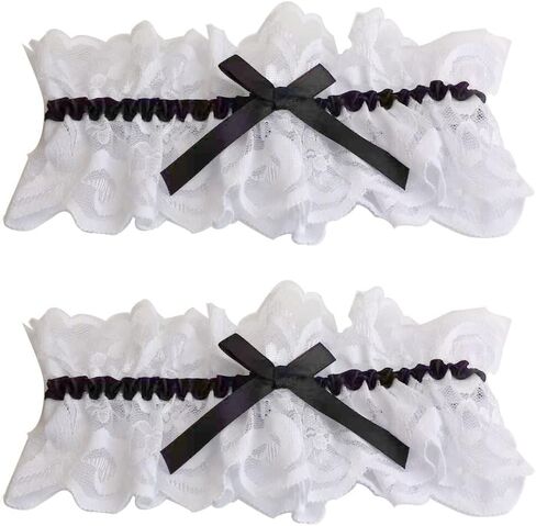 2pcs Bridal Wedding Garter Set Lace Thigh Garter Bowknot Bride Leg Garters Elastic Leg Garters Belt Black White Red Pink in Saudi Arabia