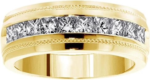 1.00 CT TW Princess Cut Diamond Men's Ring in 14k Yellow Gold Channel Setting in Saudi Arabia