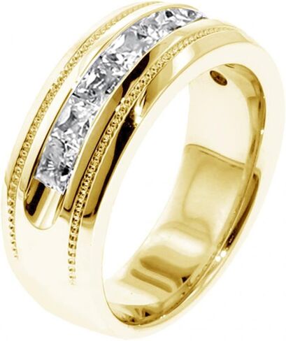 1.00 CT TW Princess Cut Diamond Men's Ring in 14k Yellow Gold Channel Setting in Saudi Arabia