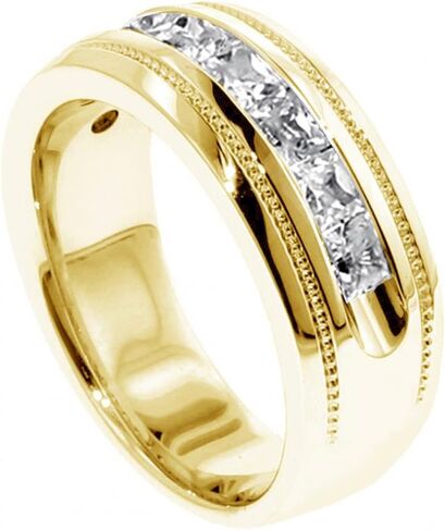 1.00 CT TW Princess Cut Diamond Men's Ring in 14k Yellow Gold Channel Setting in Saudi Arabia