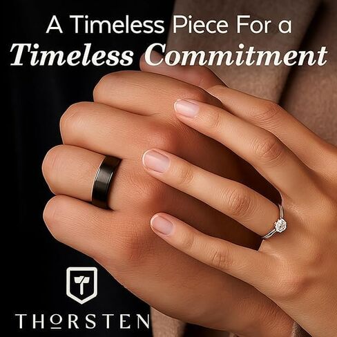 Thorsten Vulcan Black Tungsten Carbide Men’s Wedding Ring – Flat Matte Brushed Finish with Polished Edges – Comfort Fit Wedding Band – Durable and Stylish Ring for Him with FREE Silicone Ring in Saudi Arabia