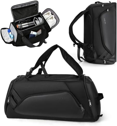 Gym Bag for Men Women, 40L Travel Duffle Sports Duffel Bag Lightweight Gym Weekender Overnight Backpack with Shoe Compartment & Wet Pocket Black in Saudi Arabia
