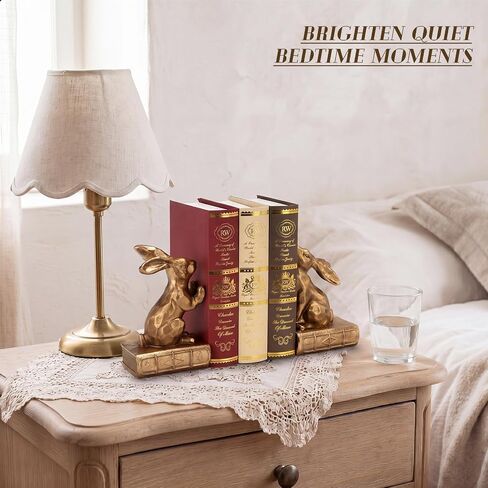 Tatuo 2 Pcs Decorative Rabbit Bookends for Shelves, Bunny Gift Book Ends for Heavy Books Animal Stopper Retriever Statues Bookends with Anti-Slip Base for Book Lover Home Bookshelf, Bronze in Kuwait