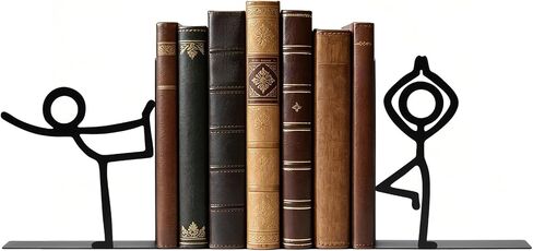 Metal Bookends People Book-end, Decorative Cute Book Ends for Shelves in Home Office Desk, Bookshelf Decor & Gift - Black Stickman in Saudi Arabia