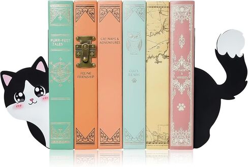 نهايات كتب معدنية للقطط، نهايات كتب لطيفة، نهايات كتب مزخرفة مضادة للانزلاق للأرفف، المكتب، المدرسة، المكتبة، غرفة النوم (أسود وأبيض) in Kuwait