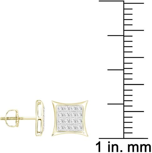 1/10 cttw Round Diamond Square Cluster Unisex Yuva Kite Stud Earrings In 10kt Gold in Saudi Arabia