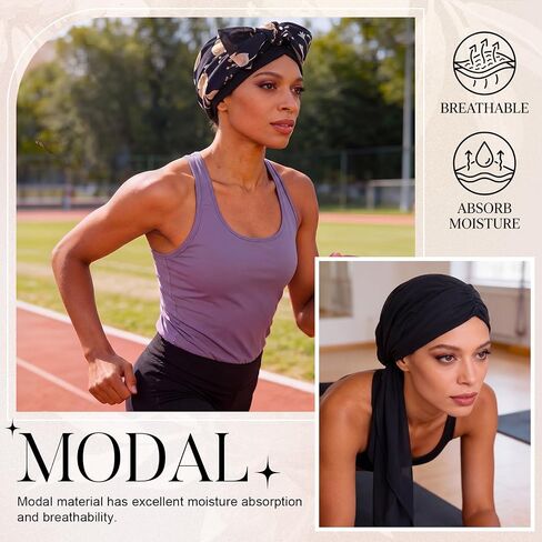 Funtery Chemo Headwear for Women, Pre Tied Headscarf Turban Slip on Beanie Hat Cancer Sleep Cap for Patients Hair Loss in Kuwait