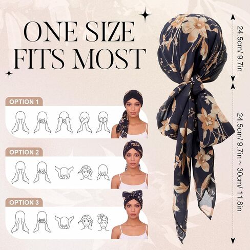 Funtery Chemo Headwear for Women, Pre Tied Headscarf Turban Slip on Beanie Hat Cancer Sleep Cap for Patients Hair Loss in Kuwait