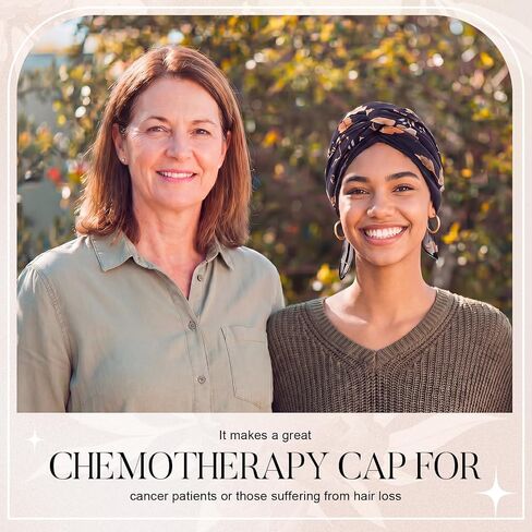 Funtery Chemo Headwear for Women, Pre Tied Headscarf Turban Slip on Beanie Hat Cancer Sleep Cap for Patients Hair Loss in Kuwait
