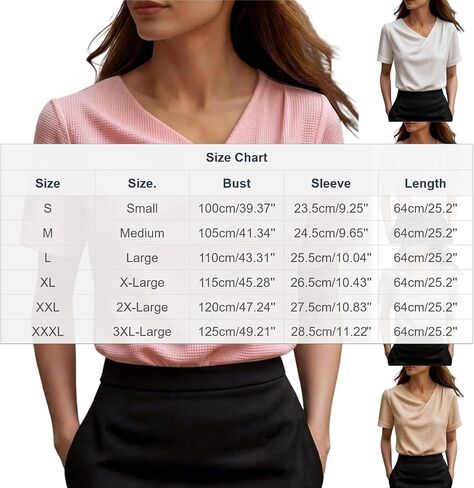 Womens Waffle Knit Tops Summer Short Sleeve Cowl Neck Blouses for Women Casual Dressy Trendy Elegant Office Blouse in Kuwait
