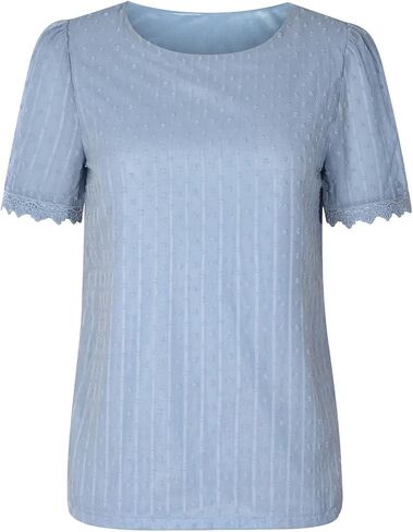 Short Sleeve Lace Crochet Boho Tops for Women Dressy Casual Blouse Summer Tops 2026 Trendy Shirts in Kuwait