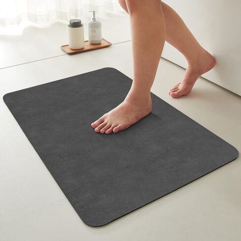 TYUU Bath Mat, Bathroom Rugs Non Slip Washable Thin Absorbent Quick Dry Bath Mat Fits Under Door Bathroom Floor Mat Perfect for Bath, Shower, or Sink 16"x24" Dark Grey in Saudi Arabia