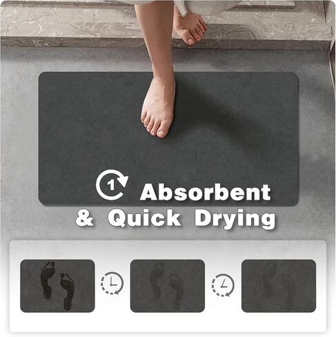 TYUU Bath Mat, Bathroom Rugs Non Slip Washable Thin Absorbent Quick Dry Bath Mat Fits Under Door Bathroom Floor Mat Perfect for Bath, Shower, or Sink 16"x24" Dark Grey in Saudi Arabia