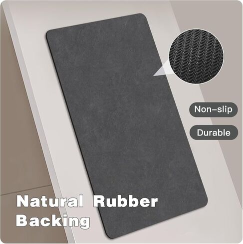 TYUU Bath Mat, Bathroom Rugs Non Slip Washable Thin Absorbent Quick Dry Bath Mat Fits Under Door Bathroom Floor Mat Perfect for Bath, Shower, or Sink 16"x24" Dark Grey in Saudi Arabia