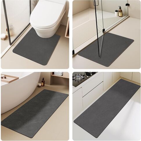 TYUU Bath Mat, Bathroom Rugs Non Slip Washable Thin Absorbent Quick Dry Bath Mat Fits Under Door Bathroom Floor Mat Perfect for Bath, Shower, or Sink 16"x24" Dark Grey in Saudi Arabia