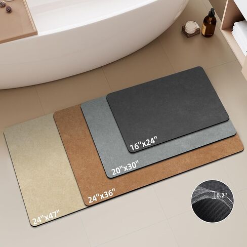 TYUU Bath Mat, Bathroom Rugs Non Slip Washable Thin Absorbent Quick Dry Bath Mat Fits Under Door Bathroom Floor Mat Perfect for Bath, Shower, or Sink 16"x24" Dark Grey in Saudi Arabia