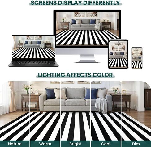 KOZYFLY Black White Striped Runner Rug 2x6 ft Woven Washable Hallway Runner Cotton Farmhouse Kitchen Rug for Entryway Porch Patio Laundry Room in Kuwait